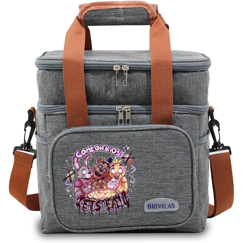 Fnafs طبقة مزدوجة حقيبة الغداء سعة كبيرة مانعة للتسرب حقيبة عزل صبي فتاة أنيمي حقيبة يد موضة الطازجة حفظ حقيبة هدية