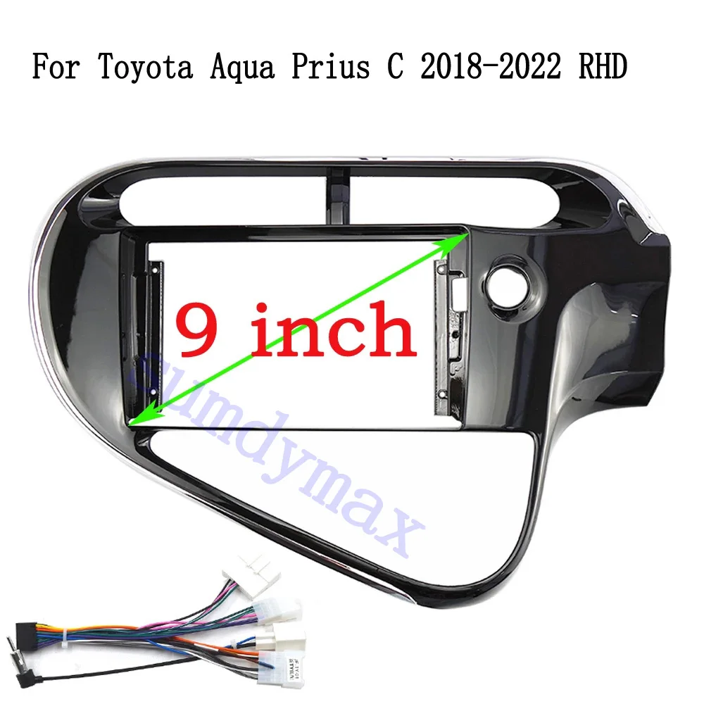 

9inch 2DIN Car DVD Radio Fascia Mounted for TOYOTA AQUA Prius C 2018-2020 Stereo Dashboard Surrounded Panel Fitting Frame