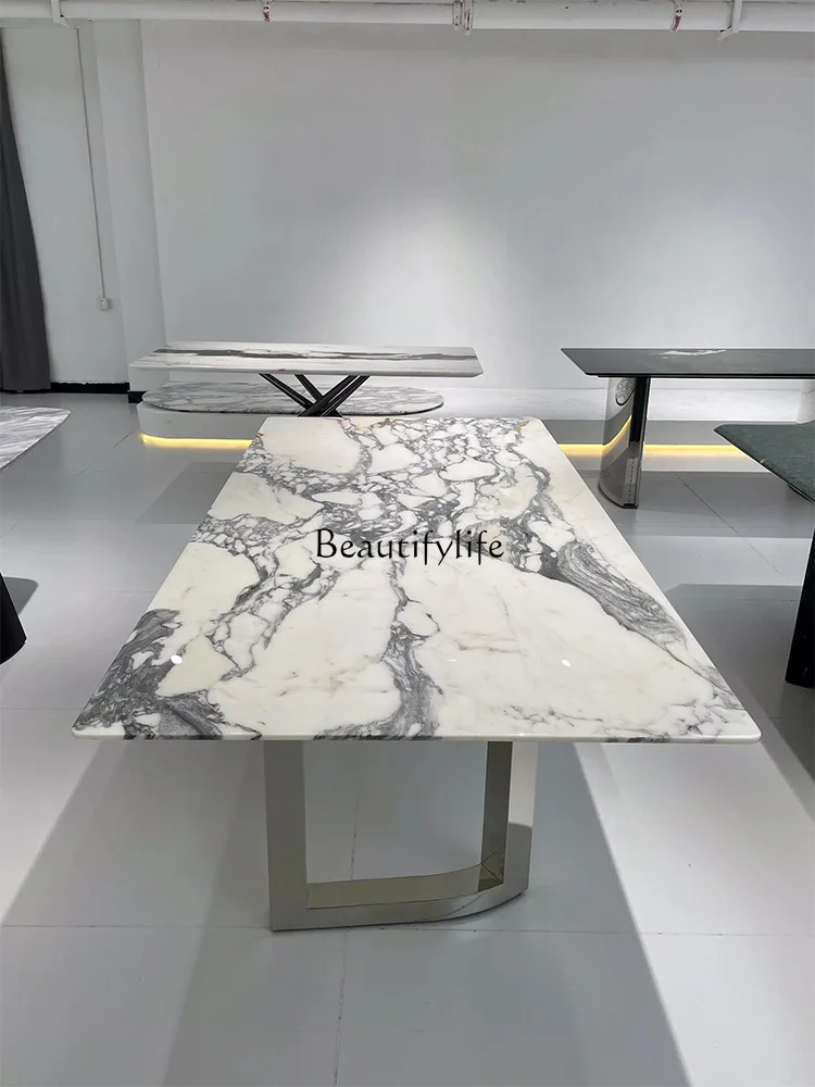 

French natural marble dining table simple household dining table