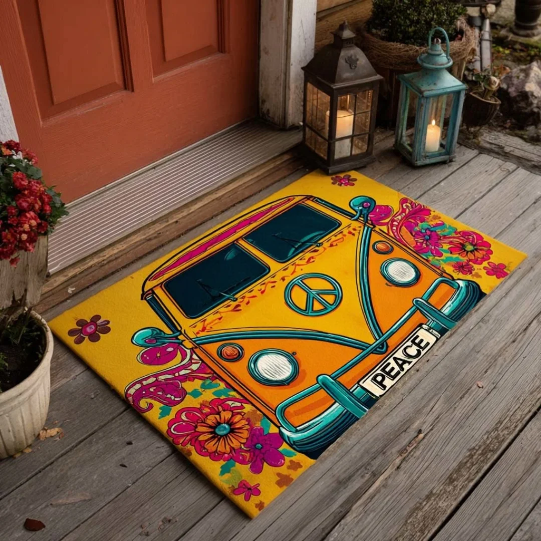 Home Sweet Home Heart Printed Door Mat Hexagon Textured Surface Indoor Front Entryway Welcome Doormat Home Decor Rug