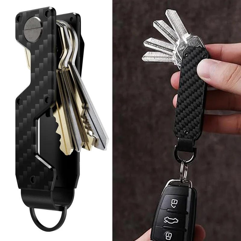 Key Organizer Compact Key Holder Metal Key Chain Minimalist key case key holder for keychain Secures 1-4 Keys