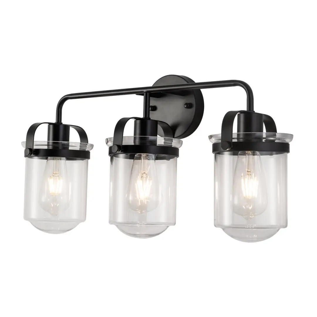 

3-Light With Clear Glass Shade,Modern Sconce, Industrial Indoor Light Fixture For Bathroom Living Room Bedroom Over Kitchen