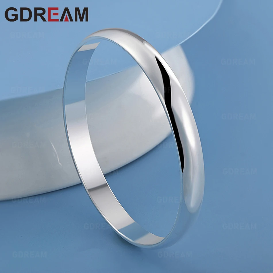 

GDREAM 925 Sterling Silver Geometric 8mm Round Smooth Bangle - A Unique And Versatile Jewelry Gift For Women
