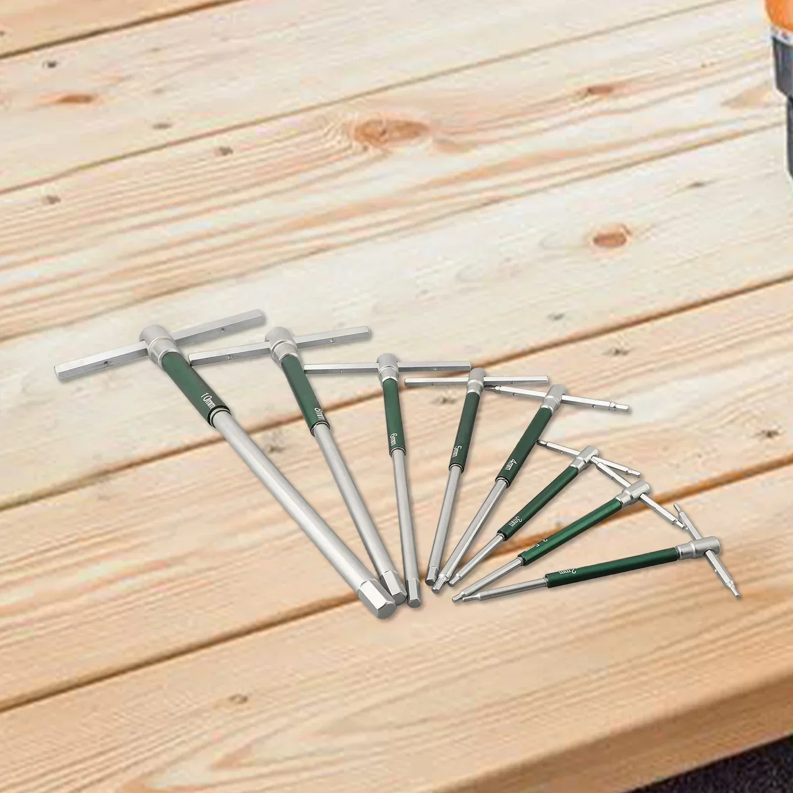 

8pc T-Shaped Spanner Set High-speed Rotating Hexagonal Sliding Rod Extension 2/2.5/3/4/5/6/8/10mm Eight Piece Set Storage Box