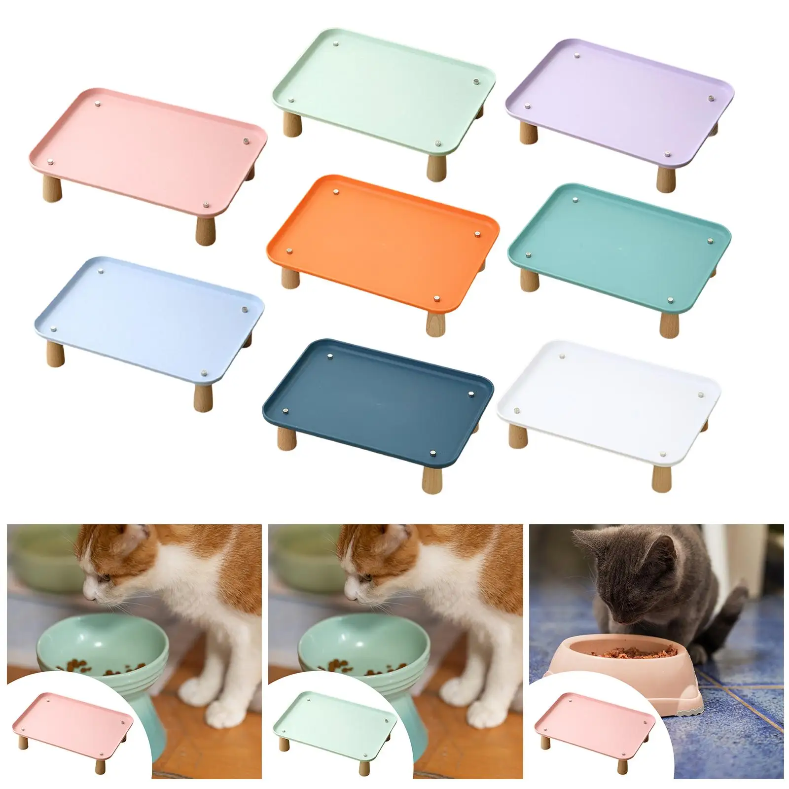 

Подставка для кормления животных, приподнятая, для защиты шеи, моющаяся, удобная, с мисками для кошек и собак