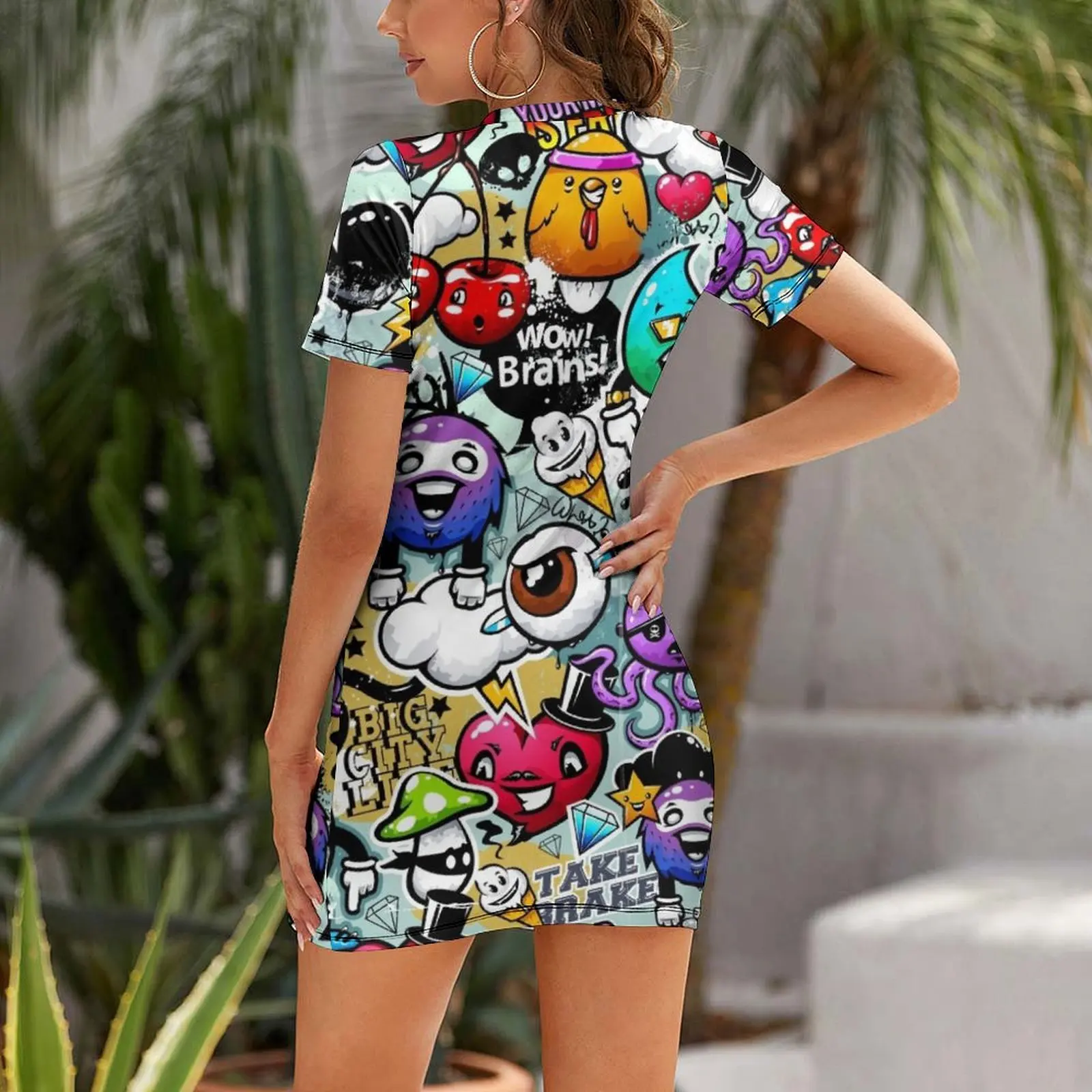 graffiti fun Short Sleeved Dress dress for women summer summer dresses for women 2025 Elegant gown Dress