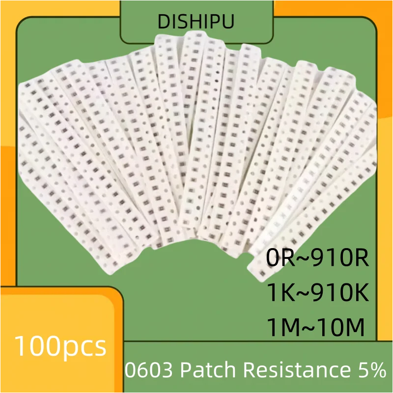 

100pcs 0603 Patch Resistance 5% 1R 10R 100 Ohm 1K 4.7K 10K 47K 100K Ohm 1M 4.7M