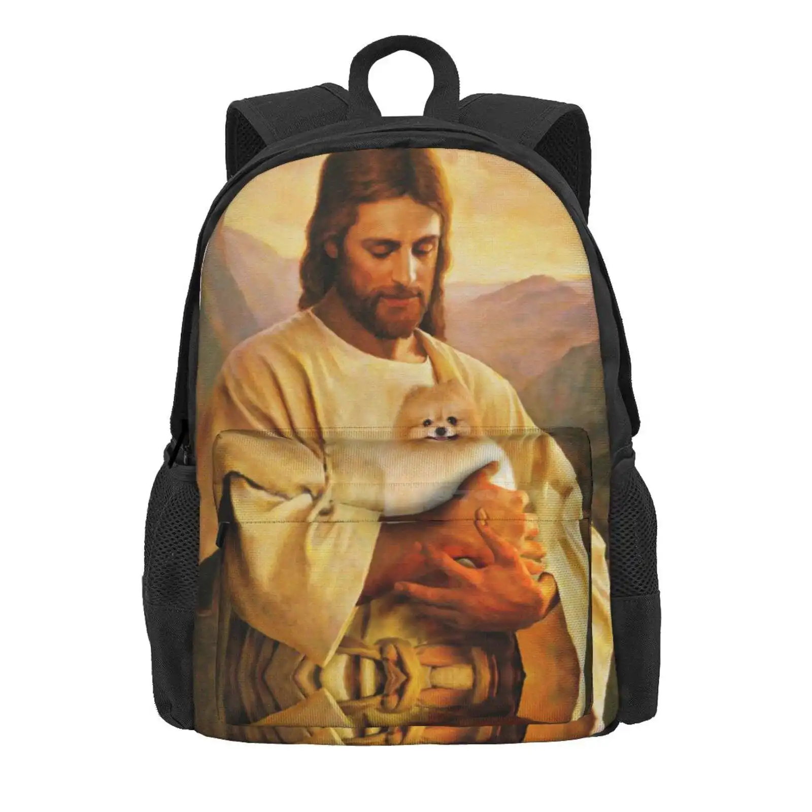 Pomeranian Dog And Jesus Lover Hot Sale Schoolbag Backpack Fashion Bags Pomeranian Dog Lover Pomeranian Jesus Jesus Lover For