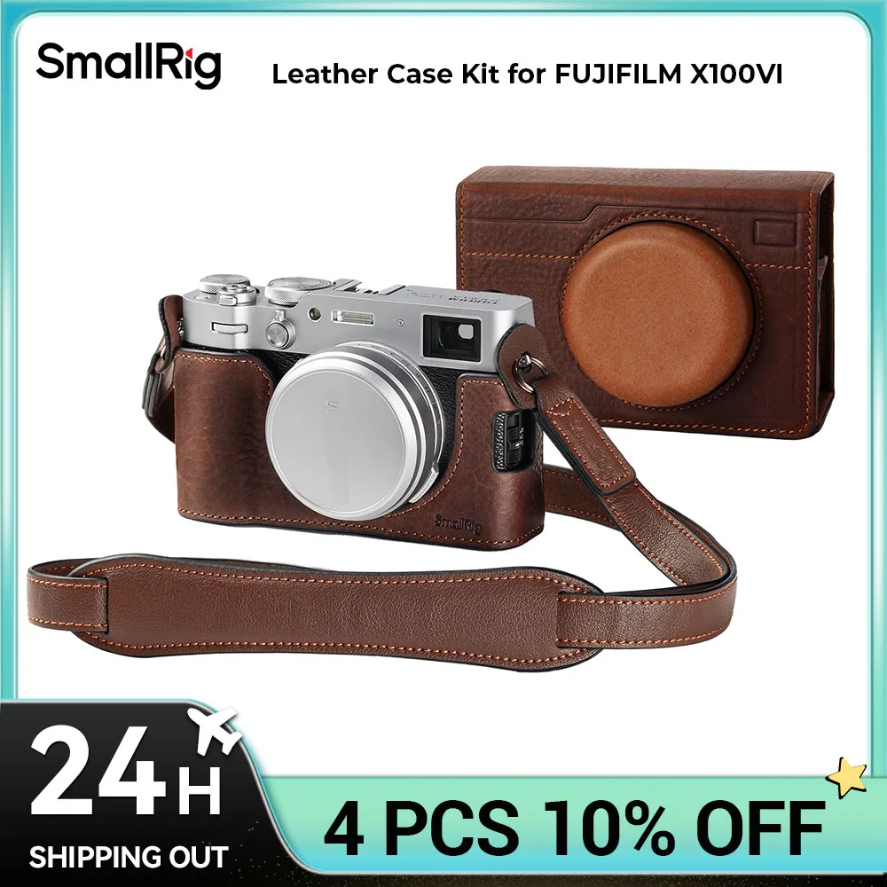 SmallRig Leather Half Case Kit for FUJIFILM X100VI Tripod Compatible Easy Access Portable Shoulder Strap ,Precision Protection