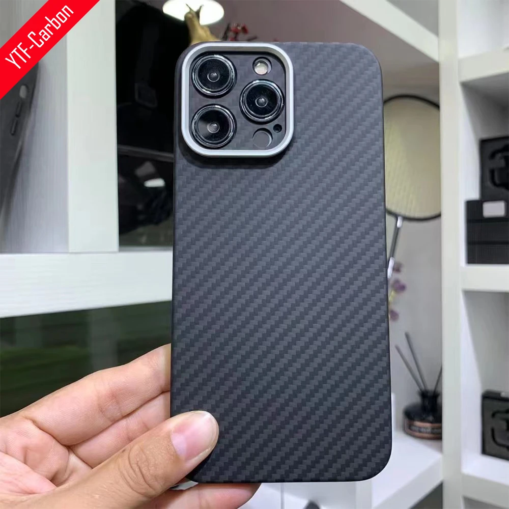 

YTF-Carbon Carbon fiber phone case iphone 14 Pro Max Aramid fiber Anti-fall busines cover iphone 14plus ultrathin.