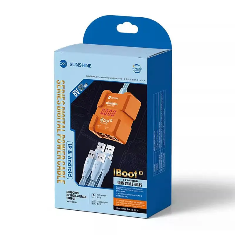 SUNSHINE iBoot-D 8V Kabel zasilający wysokiego napięcia Wyświetlacz cyfrowy Wyjście typu C Podwójne akumulatory dla iPhone 6S-15PM i Android