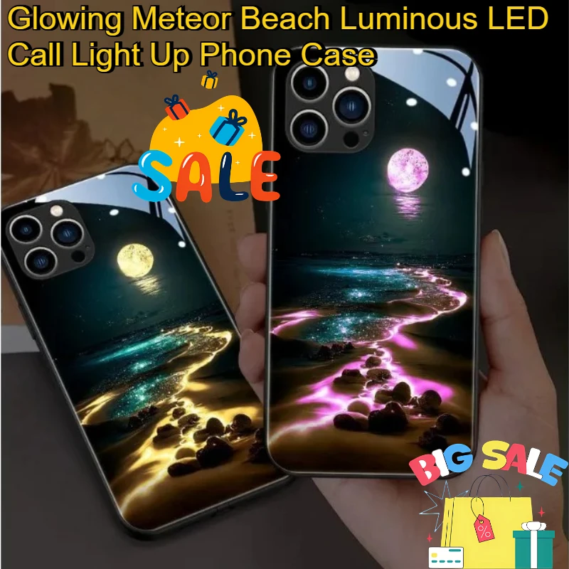 

For Iphone 11 Pro Max XR XS Max 8 7 6 Plus Shockproof Protector Cover Glowing Meteor Beach Luminous LED Call Light Up Phone Case