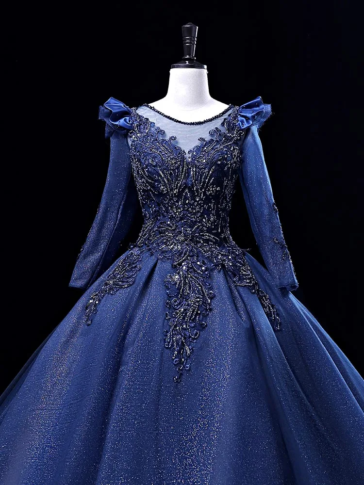 

luxury navy beading rococo medieval dress princess Renaissance Gown queen Victorian/Marie/ Belle Ball/ball gown