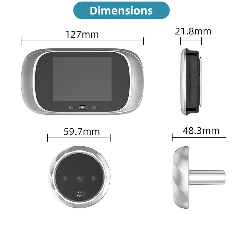 Night Vision Camera Intercom 2.8 Inch Smart Electronic Cat's Eye Visual Doorbell Household Anti-theft Intelligent  Monitoring