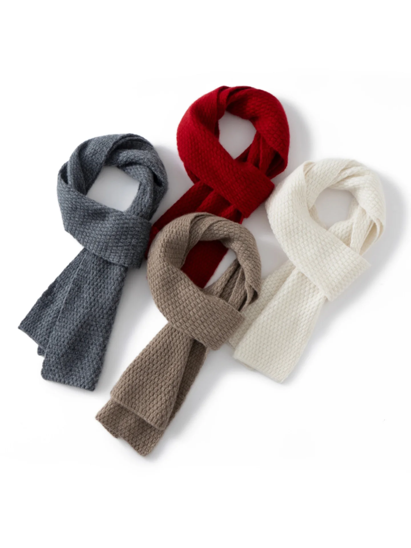 Echarpe-100-pure-en-cachemire-tricotee-chaude-pour-l'hiver-motif-aiguilles-de-pin-petit-cache-cou-rectangulaire-couleur-unie