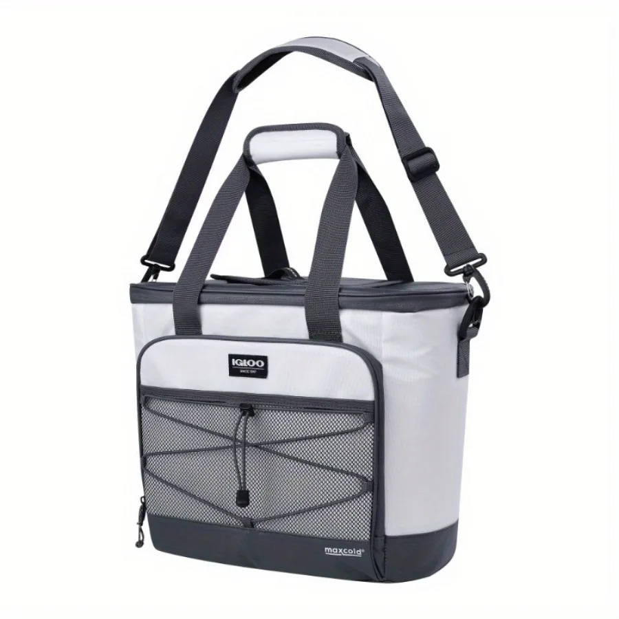 28캔 용량 쿨러, 마린 소프트 토트백, 그레이, 고무 손잡이, 휴대가 간편하고 편안함