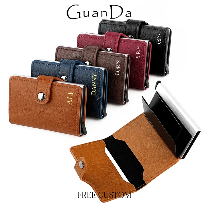 Custom Name Cowhide Vintage Card Holder Engraving Automatic Pop-up Crocodile Leather Pattern Man Business Card Case Wallet Gift