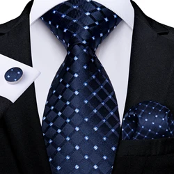 2022 Classic Business Silk Neck Tie Set 8cm Wide Wedding Party Accessories Gift Pocket Square Cufflinks DiBanGu Wholesale