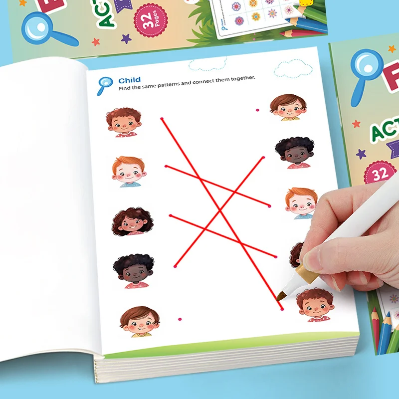 Find Matching Fun Early Education Game Book, Connected Focus Practice, Preschool Observation and Resolution Thinking Training
