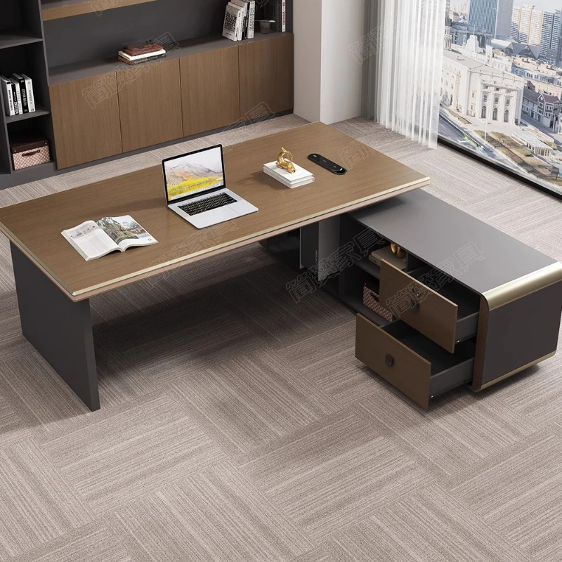 Designer Wooden Executive Desk Leg Support Brown Drawers Luxury Executive Desk Modern Cheap Mesa De Escritorio Office Furniture