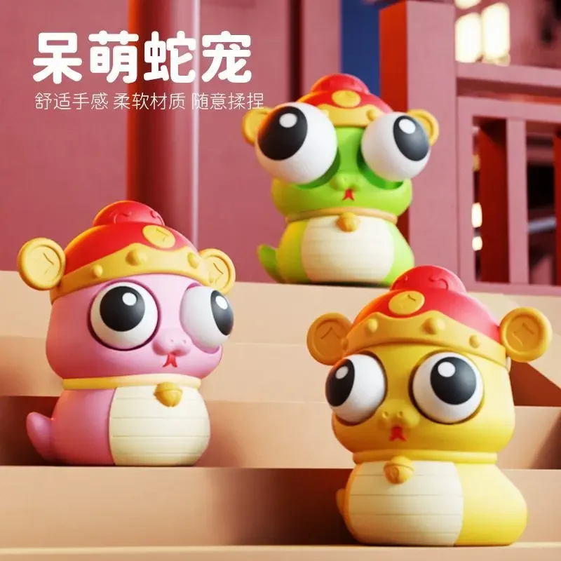 New Year of The Staring Snake Mascot Stress Relief Toy New Year's Gift Exploding Eye Dragon Decompression Artifact Pinch Fun