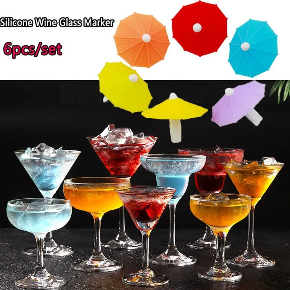 Cute Silicone Umbrella Shape Party Supplies Bar Accessories Cup Identification Cup Label Sign Mark Tag Wine Glass Charm