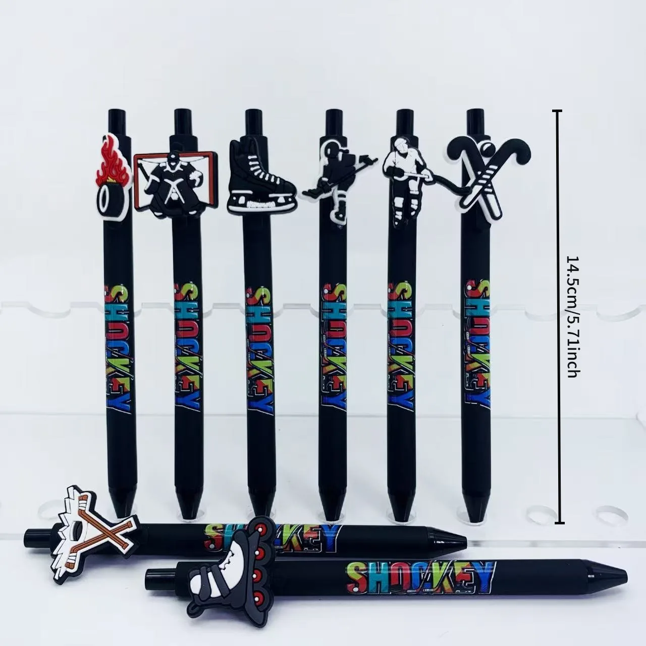 8 قطع/15 قطعة من أقلام الهدايا الإبداعية للهوكي الأسود، أقلام توقيع على شكل تزلج #2