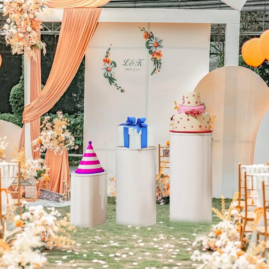 

Подставки для цилиндров для вечеринки, 3 шт., белая подставка для цилиндра для свадьбы, дня рождения, детского душа, декор, элегантный торт, настольный дисплей