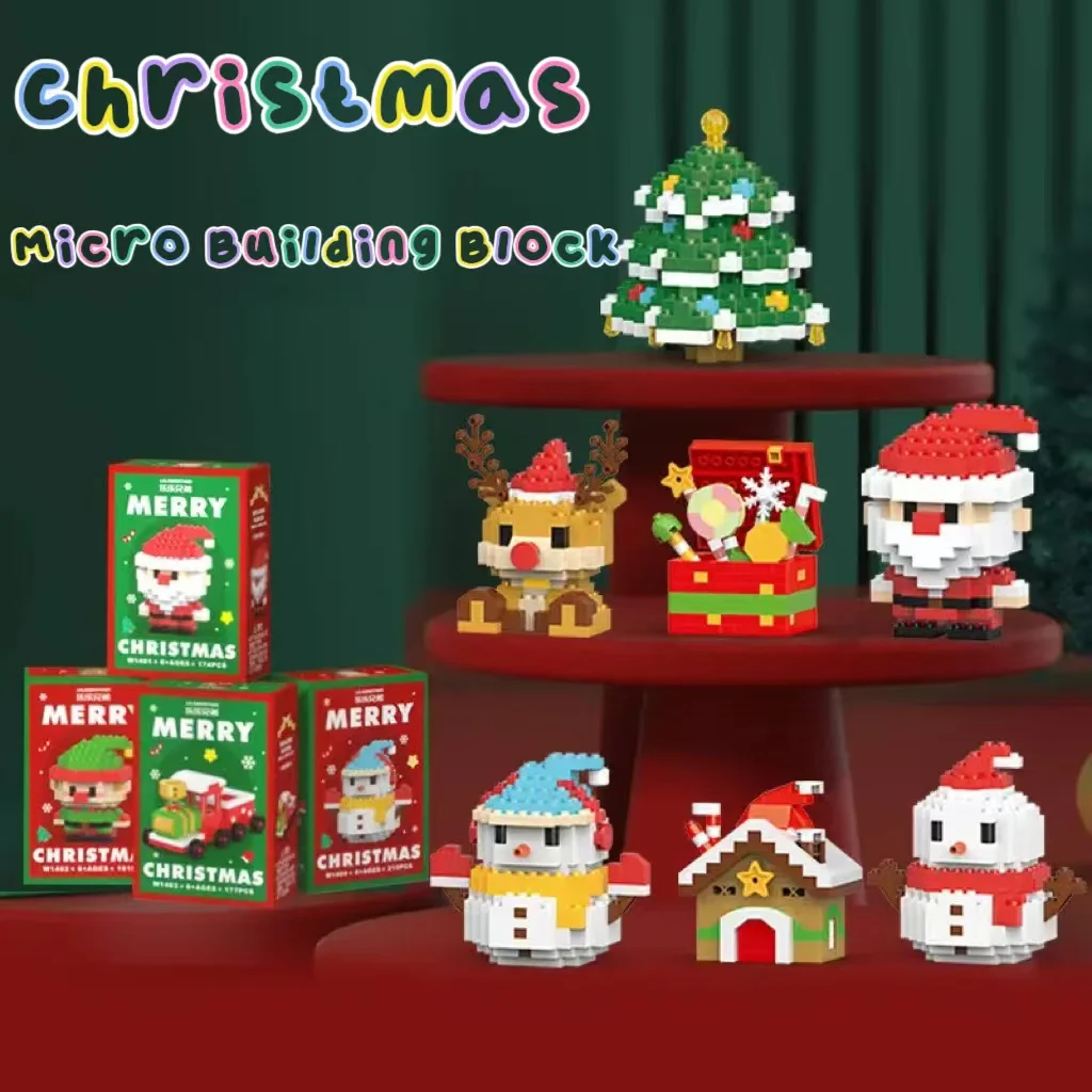 هدايا عيد الميلاد مايكرو بنة سلسلة سانتا كلوز الرنة لغز تجميع الطوب الجدول الديكور لعب الاطفال #1