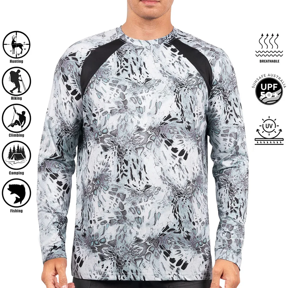 2024 Fishing Shirt Men\'s Long Sleeve Performance Shirt UPF 50+ Uv Protection Quick Dry Tops Camouflage Fishing Shirts