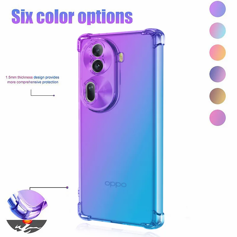 Gradient TPU Case for OPPO Reno 12 11F 11 10 Pro + Plus 8T Lite 5G 4G Protective Cover Shockproof Fundas Coque Capa Shell Coque