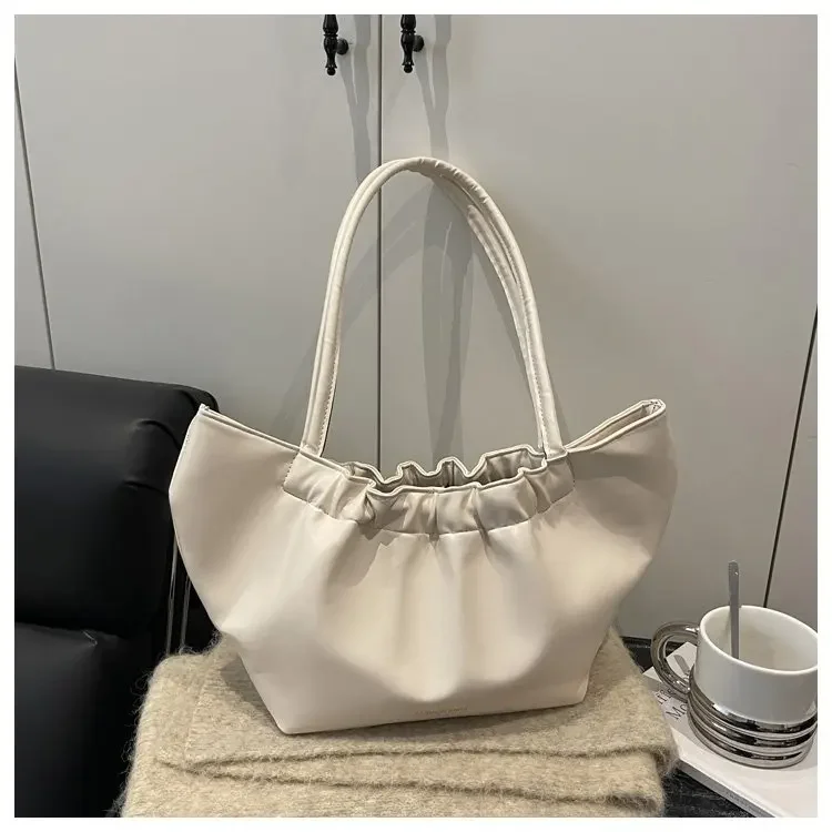 

Женская сумка через плечо большой вместимости с плиссированным дизайном, новинка 2026 года, женская сумка из искусственной кожи