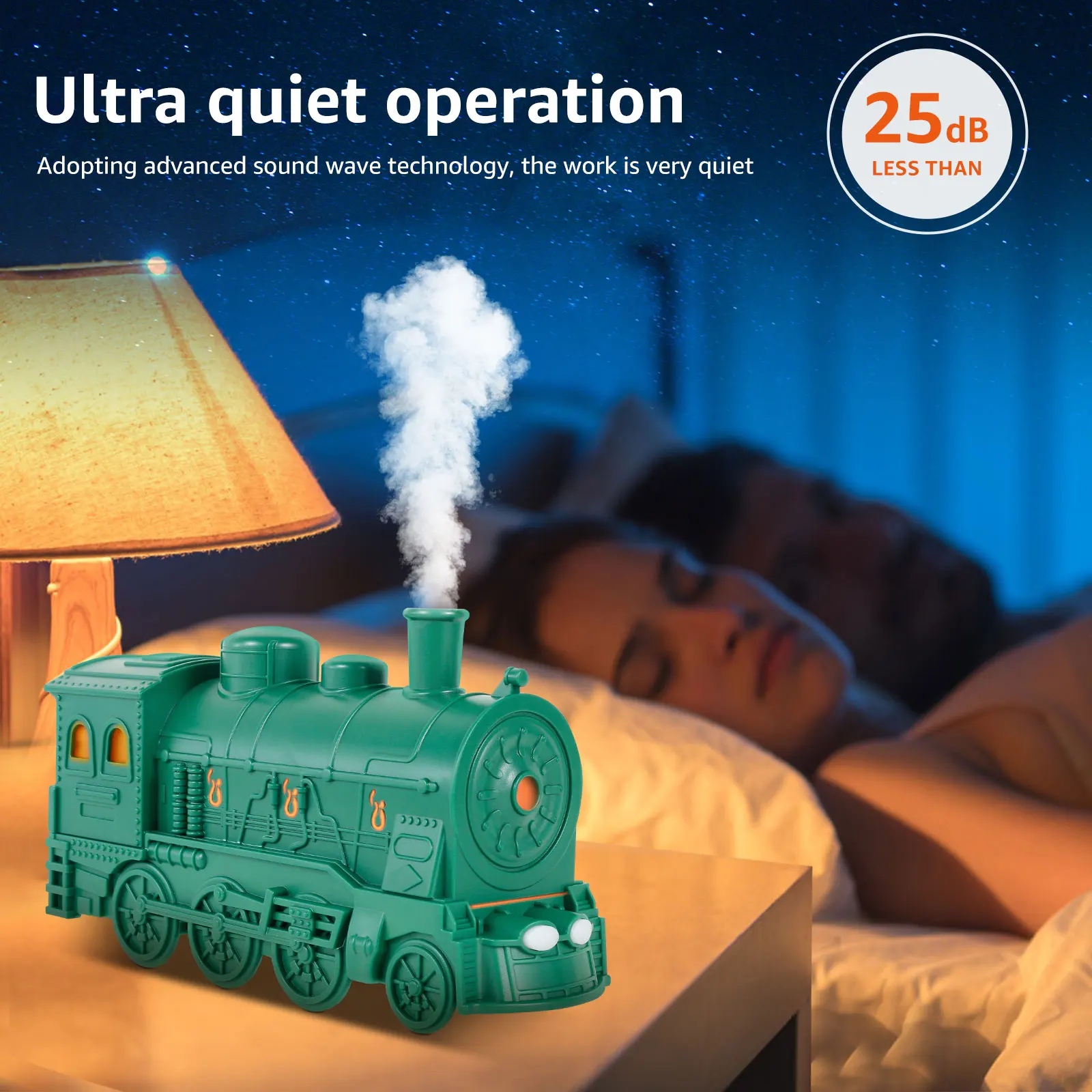 Steam Train Essential Oil Diffuser with Light 300ml Train Humidifier Diffuser Ultra Quiet Train Humidifier Steam Train Diffuser