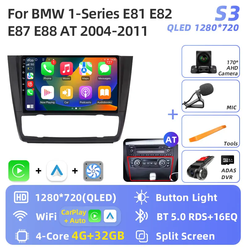 Jundof Android 16 Autoradio Voor BMW 1 Serie E81 E82 E87 E88 OP 2004-2012 GPS Navigatie DSP Carplay IPS Multimedia Serero Auto