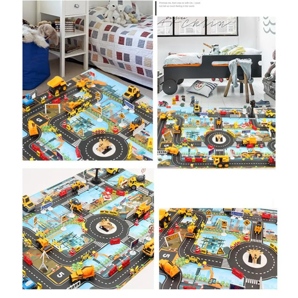 Road Mat Children Engineering Parking Lot Map Boy Girls Educational Toy Cartoon Playmat For Baby Mats Kids Toys Games