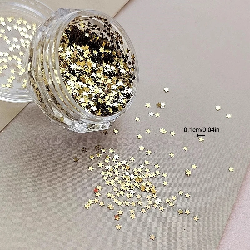 1 Box fünfzackiger Stern Herz Nagel Mix Pailletten Flash Nagel glänzende Spiegel Mehl Dekoration Nail Art DIY Nail Art Enthusiasten – Detail 14