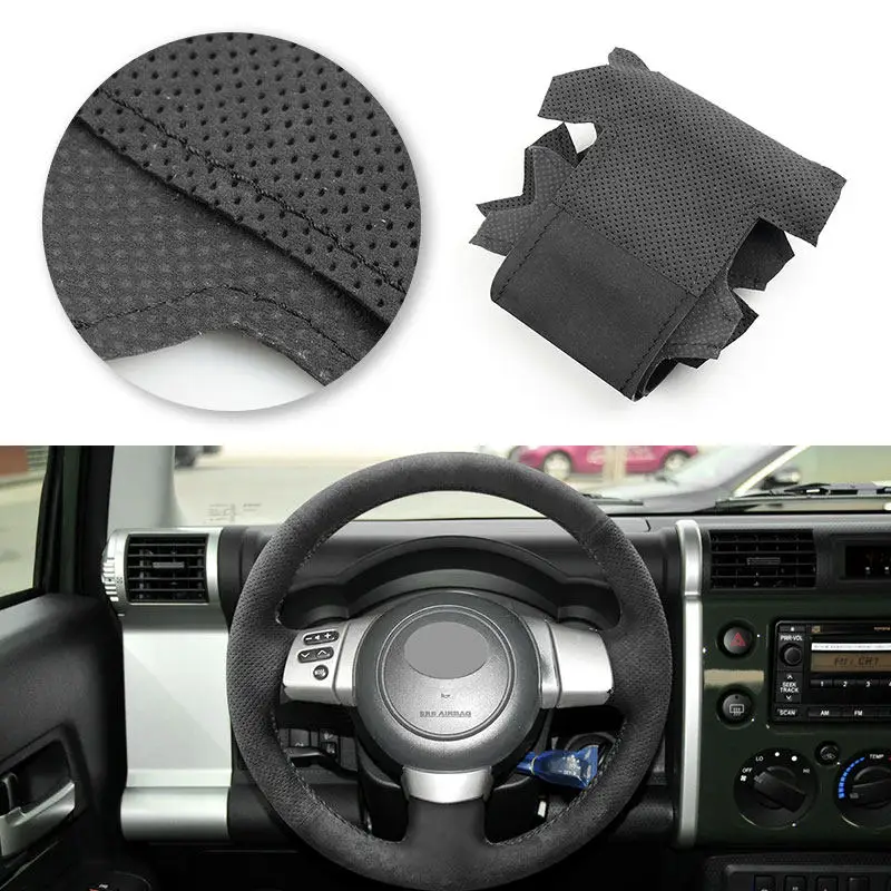 

Car Inner Accessories For Toyota FJ Cruiser 2007 2008 2009 2010 2011 2012 -2021 Microfiber leather Steering Wheel Cover Trim