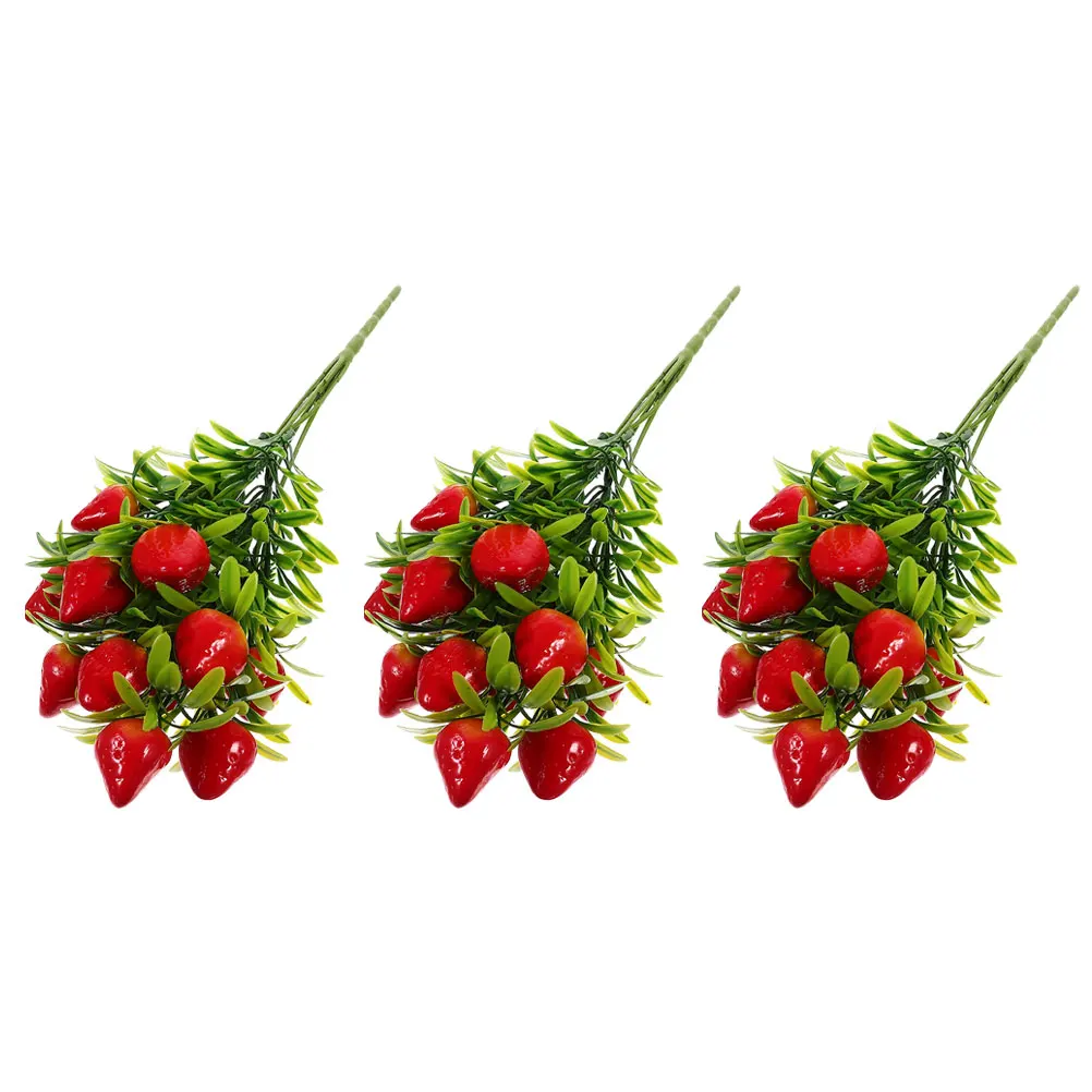 

Simulation Strawberry Bouquet Red Yellow PVC Vivid Artificial Fruit Stems Home Decor Faux Branches DIY Craft FlowersStrawberry