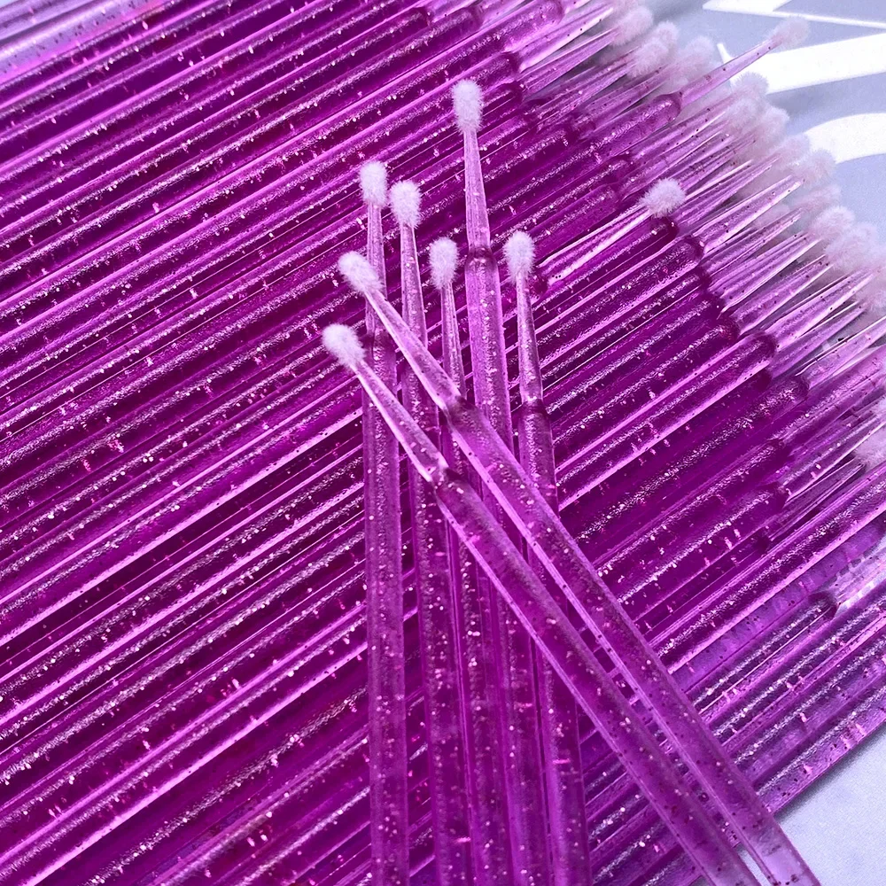 100 pièces Micro brosse cristal cils enlevant écouvillon Microbrosse Mascara baguettes applicateur Extension de cils pinceaux de maquillage outils
