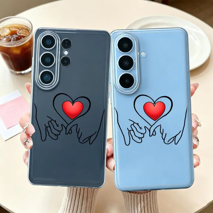 Hand Hearts Case for Samsung Galaxy S26 Ultra S10 Note 10 20 S24 FE S22 S20 S21 S26+ S23 S25 Plus S25+ Clear Phone Cover