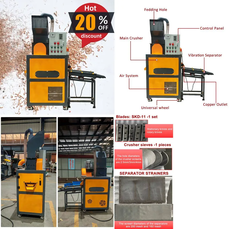 

Hotselling Recycling Electric Mini Granulator Waste Scrap Wire Separator Machine Copper Granules Pellet