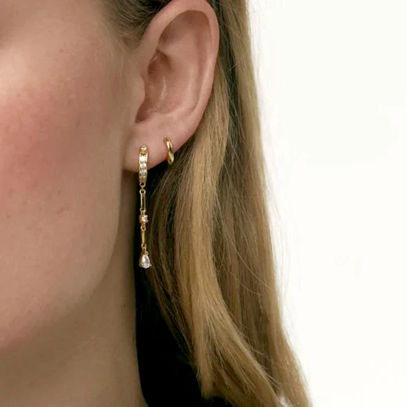 925 Sterling Silver Ear Needle Crystal Zircon Tassel Pendant Hoop Earrings Retro Small Fragrance Style High Jewelry Women Gifts