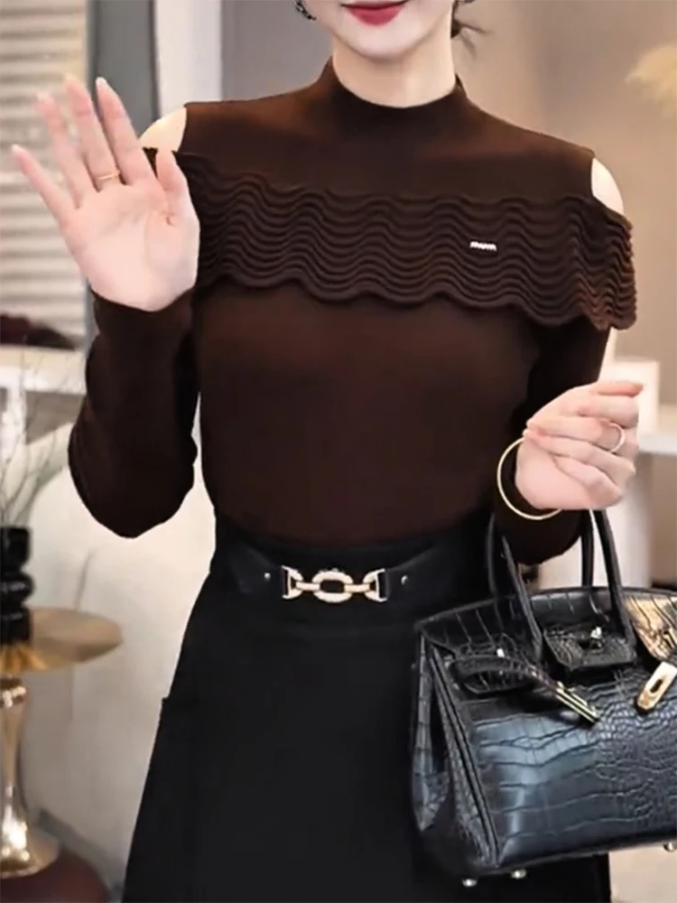 

Ele Lady Sle f High Ne Knitwear Spring Autumn New Arrival plus Size Slimming Top Women's Faion Casual Wear