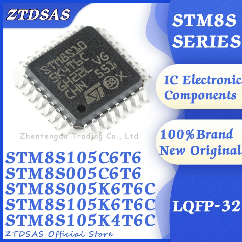 5pcs STM8S005K6T6C STM8S105K4T6C STM8S105K6T6C STM8S005C6T6 STM8S105C6T6 STM8S STM8 STM IC MCU 8BIT 32KB FLASH LQFP-32