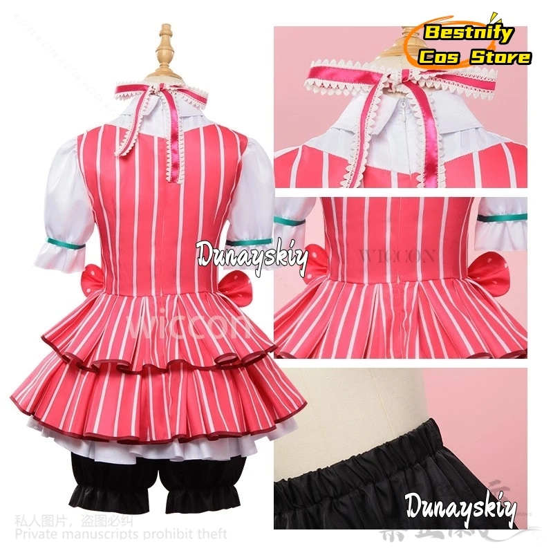 CosplayAnime الفتيات الفرقة صرخة تأثيري نينا Iseri زي الوردي لوليتا تنورة فستان الأميرة شعر مستعار امرأة مثير Kawaii كرنفال البدلة Cust