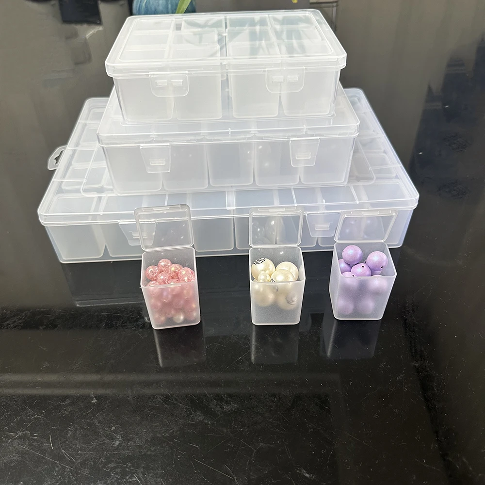 Large Capacity Transparent Plastic Storage Box Set for Beads