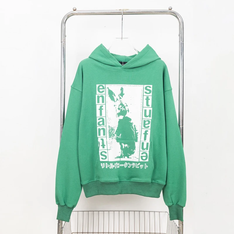 2024 Winter Clothing American Style ERD Grass Green Letter Logo Hoodie Men Women High Street Loose Casual Pullover