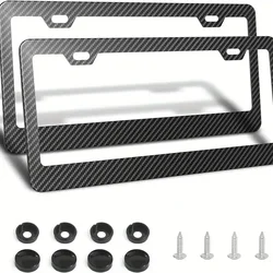 Universal Carbon Fiber Pattern Car License Plate Frame Cover Holder Accessories
