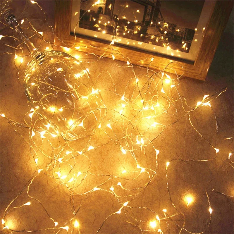 New 5 Colors LED Outdoor Light String Fairy Garland Battery Power Copper Wire Lights For Christmas Festoon Party Wedding