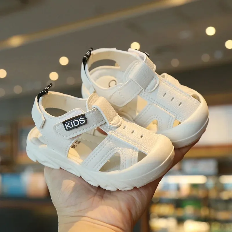 Summer Infant Sandals Baby Girls Boys Anti-collision Toddler Shoes Soft Bottom Genuine Leather Kids Children Beach Sandals